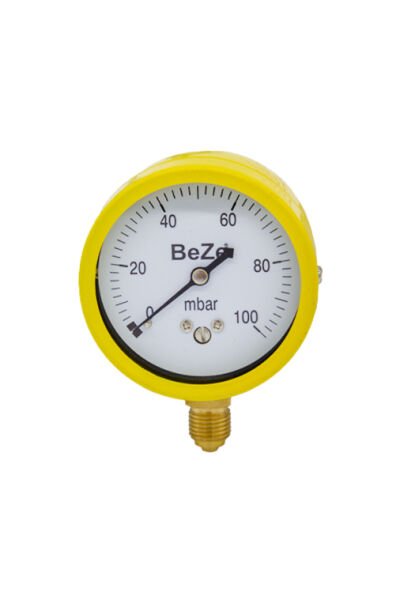 Beze Gaz Manometre Sarı Gövde  0-100 Mbar